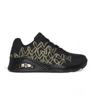 Skechers Baskets Uno Golden Heart noires