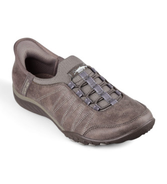 Skechers Brązowe kapcie Breathe Easy Home Body