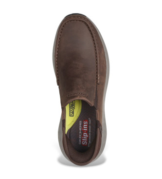 Skechers Zapatillas de Piel Slip-ins Relaxed Fit Parson Oswin marrn