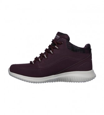 Skechers Ultra Flex Just Chill burgundy leather ankle boots
