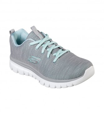 Skechers Graceful Twisted Fortune Gray Turquoise Shoes