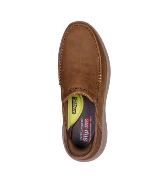 Skechers Slip Ins brown leather slippers
