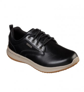 Skechers Leather trainers Delson Antigo round lace up black 