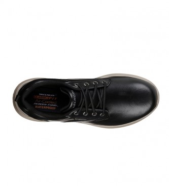 Skechers Leather trainers Delson Antigo round lace up black 
