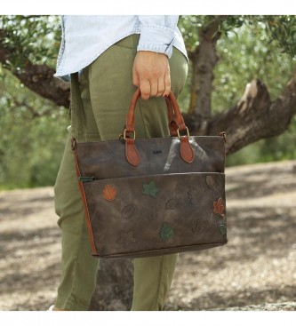 Skpat Shopper taske med skulderrem 312581 brun -38x25,5x13cm