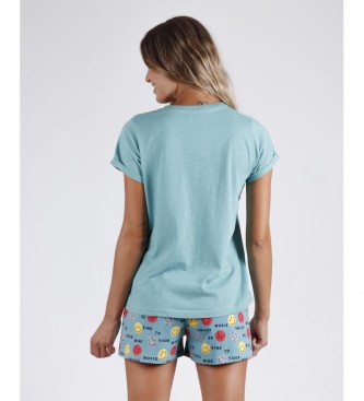 Aznar Innova SMILEY Do Things Short Sleeve Pyjama turquoise