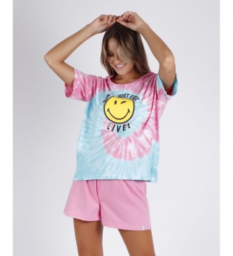 Aznar Innova SMILEY Kurzarm-Pyjama Don?t just Exist multicolour