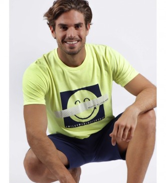 Aznar Innova Pyjama à manches courtes SMILEY Respect All jaune
