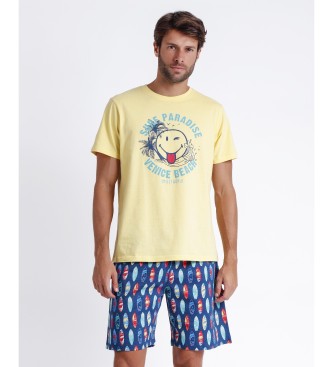 Aznar Innova Pajamas Short Sleeve Surf Paradise yellow
