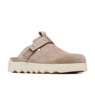 Sorel Zuecos de Piel Viibe taupe