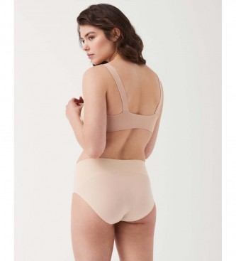 SPANX Cuecas modeladoras de cintura subida sem costuras em cor nude