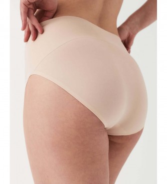 SPANX Cuecas modeladoras de cintura subida sem costuras em cor nude