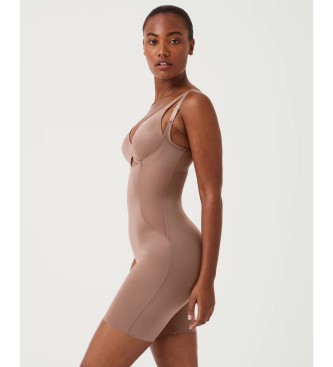 SPANX Satin bodystocking with open bust and brown shaping mesh - ESD Store  fashion, footwear and accessories - best brands shoes and designer shoes