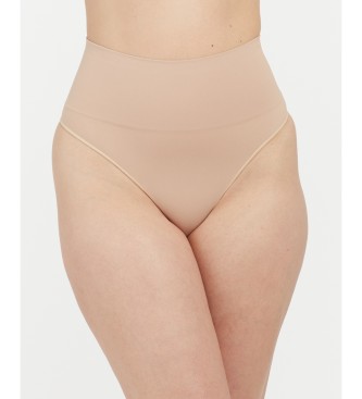Beige high-waisted shaping thong