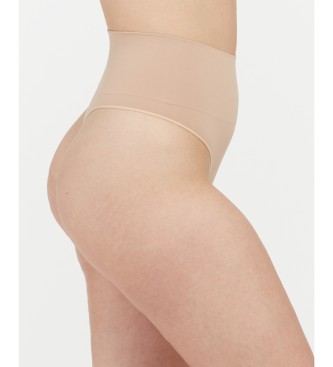 Beige high-waisted shaping thong