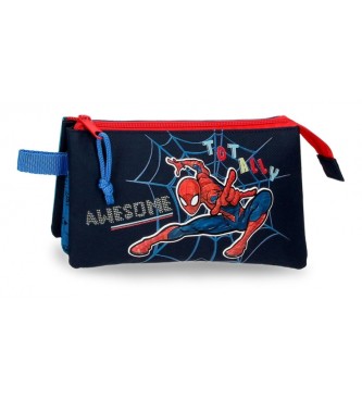 Joumma Bags Spiderman Totally Awesome Potloodetui met drie compartimenten blauw
