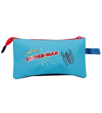 Joumma Bags Astuccio per matite Spiderman Assolutamente fantastico Tre scomparti blu
