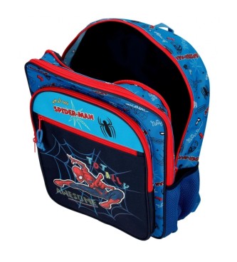 Joumma Bags Totally awesome Spiderman Totally awesome 42cm School rugzak Twee compartimenten blauw