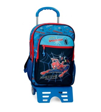 Joumma Bags Helt fantastisk Spiderman Helt fantastisk 42cm to rum skolerygsk med to rum og trolley bl