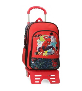 Joumma Bags Spiderman urbani nahrbtnik z dvema predelkoma in vozičkom rdeča