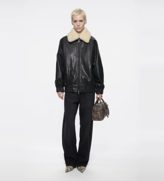 Stand Studio Veste en cuir Tobie noir