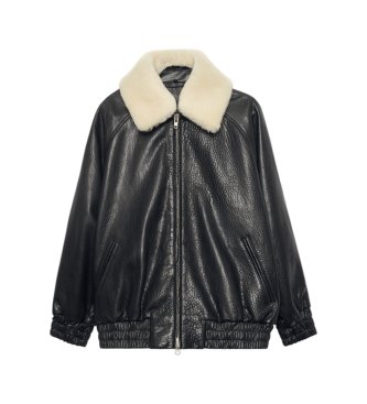 Stand Studio Veste en cuir Tobie noir