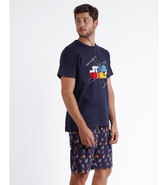 Disney Kurzarm-Schlafanzug Rainbow Navy