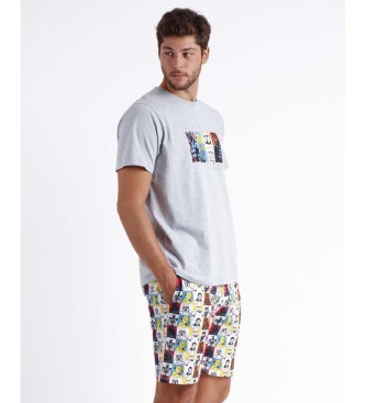 Disney Kurzarm-Pyjama Comic Farbe grau