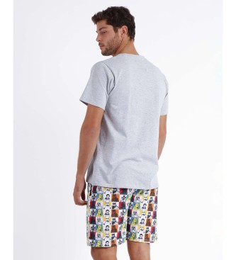 Disney Piżama z krótkim rękawem Comic kolor szary