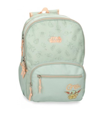 Disney Grogu mochila escolar de duplo compartimento verde