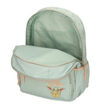 Disney Grogu mochila escolar de duplo compartimento verde