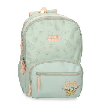 Disney Grogu double compartment school backpack green
