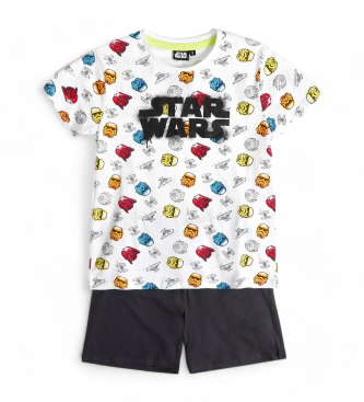 Disney Pyjama met korte mouwen en neon graffiti wit