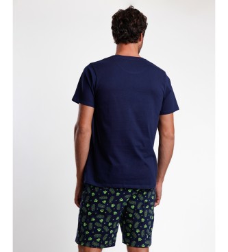 Disney Pajama Short Sleeve Neon Stars Navy