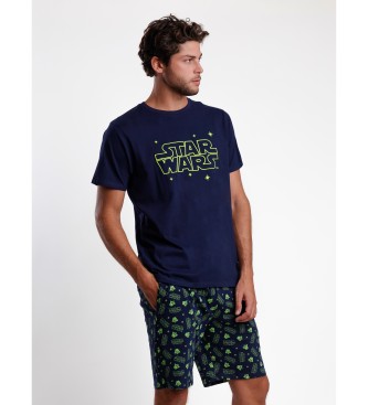 Disney Pyjama Korte Mouw Neon Sterren Navy