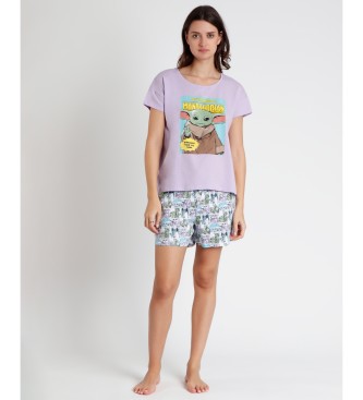Disney Kurzarm-Pyjama Pastell Grogu lila