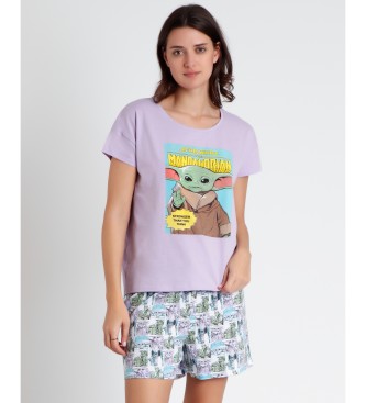 Disney Piżama z krótkim rękawem Pastel Grogu liliowy