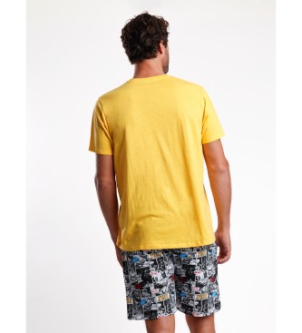 Disney Poletna komična pižama s kratkimi rokavi rumena