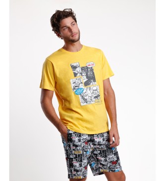 Disney Pijama de manga curta com banda desenhada de vero Amarelo