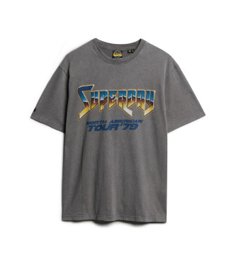 Superdry T-shirt 70S Rock Graphic Band cinzenta 