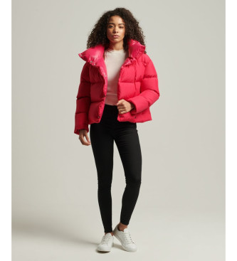 Superdry Abrigo acolchado corto rosa