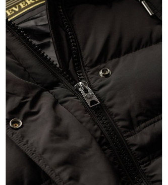 Superdry Faux fur mid-length black Everest quilted coat
