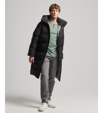 Superdry Lang quiltet frakke med sort htte