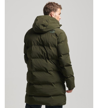 Superdry Long quilted coat with green hood