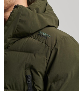 Superdry Long quilted coat with green hood