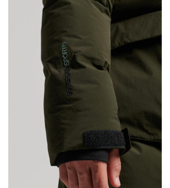 Superdry Long quilted coat with green hood