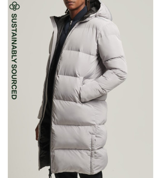 Superdry Long grey quilted coat