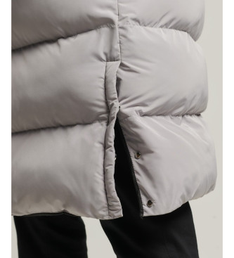 Superdry Long grey quilted coat