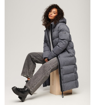 Superdry Long grey quilted coat