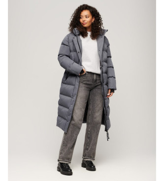 Superdry Long grey quilted coat